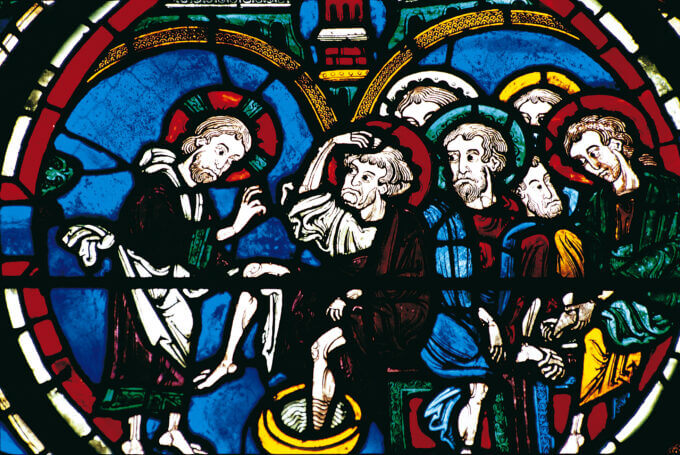 Vitrail "lavement des pieds" - Cathédrale Saint-Etienne à Bourges ©AFCC JJGelbart